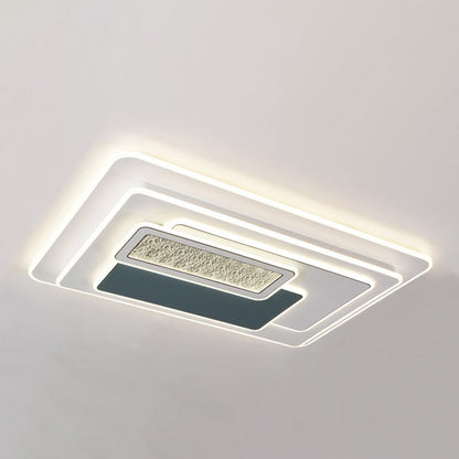 Contemporary Nordic Round Square Rectangle Acrylic Lampshade Hardware LED Flush Mount Ceiling Light For Living Room