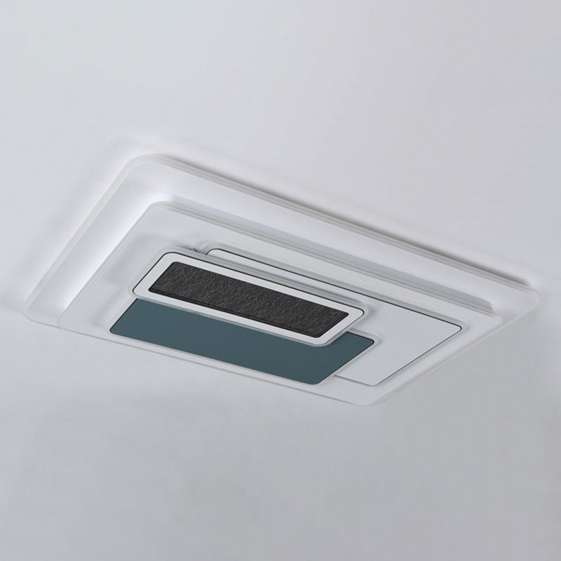 Contemporary Nordic Round Square Rectangle Acrylic Lampshade Hardware LED Flush Mount Ceiling Light For Living Room
