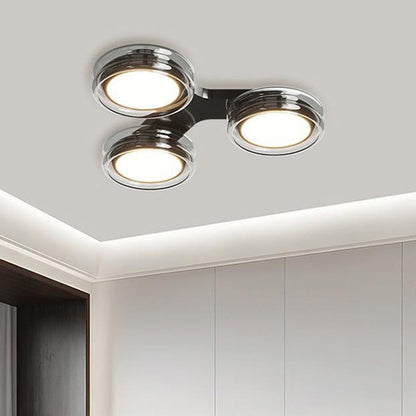 Modern Art Deco Round Beads Glass Acrylic Lampshade Hardware LED Semi-Flush Mount Ceiling Light For Living Room