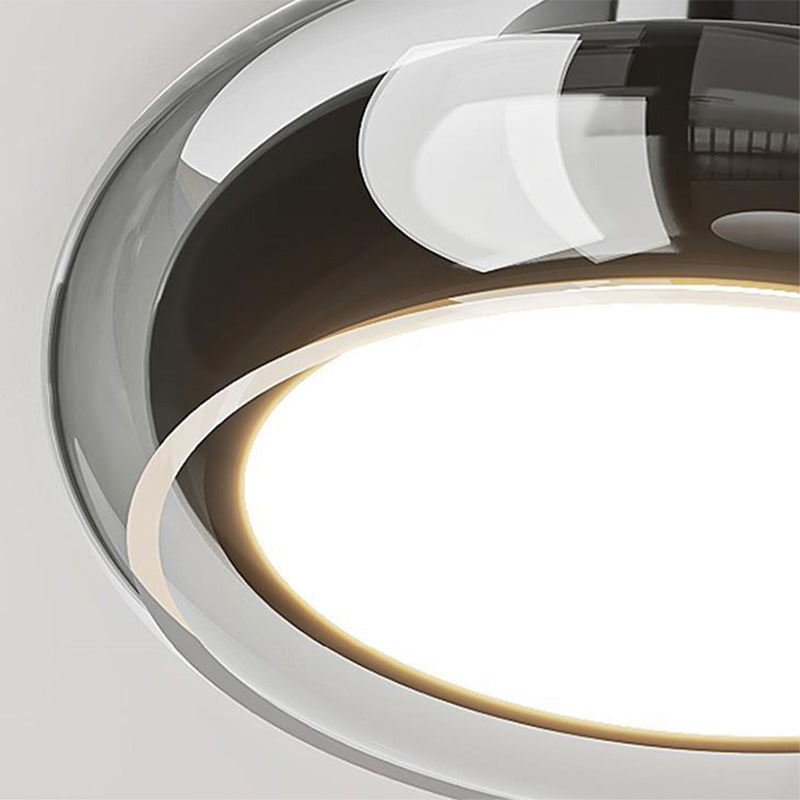 Modern Art Deco Round Beads Glass Acrylic Lampshade Hardware LED Semi-Flush Mount Ceiling Light For Living Room