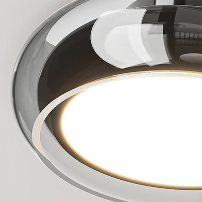 Modern Art Deco Round Beads Glass Acrylic Lampshade Hardware LED Semi-Flush Mount Ceiling Light For Living Room