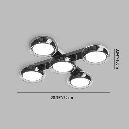 Modern Art Deco Round Beads Glass Acrylic Lampshade Hardware LED Semi-Flush Mount Ceiling Light For Living Room