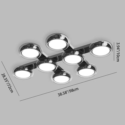 Modern Art Deco Round Beads Glass Acrylic Lampshade Hardware LED Semi-Flush Mount Ceiling Light For Living Room