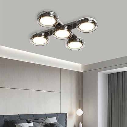 Modern Art Deco Round Beads Glass Acrylic Lampshade Hardware LED Semi-Flush Mount Ceiling Light For Living Room