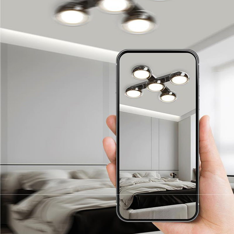 Modern Art Deco Round Beads Glass Acrylic Lampshade Hardware LED Semi-Flush Mount Ceiling Light For Living Room