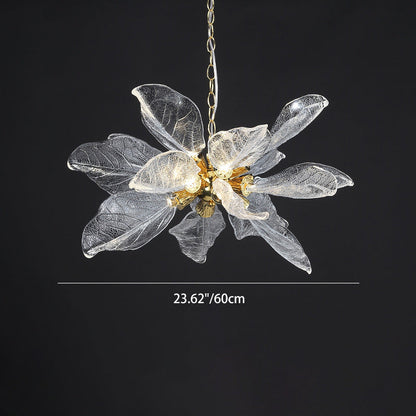 Modern Luxury Branch Leaves Crystal Lampshade Aluminum LED Chandelier For Dining Room
