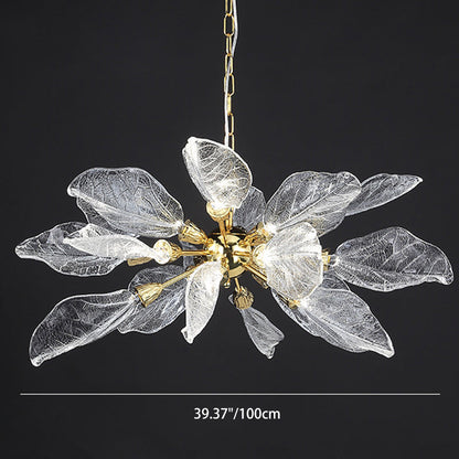 Modern Luxury Branch Leaves Crystal Lampshade Aluminum LED Chandelier For Dining Room