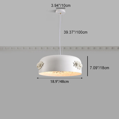 Traditional French Rose Pattern Resin Stainless Steel Lampshade Crystal LED Chandelier For Dining Room
