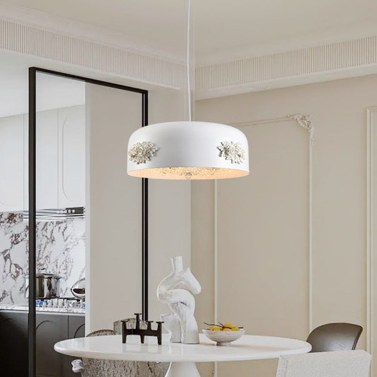 ثريا كريستال LED مصنوعة من الراتنج والفولاذ المقاوم للصدأ بتصميم وردة فرنسية تقليدية لغرفة الطعام