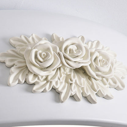 Traditional French Rose Pattern Resin Stainless Steel Acrylic Lampshade LED Flush Mount Ceiling Light For Bedroom