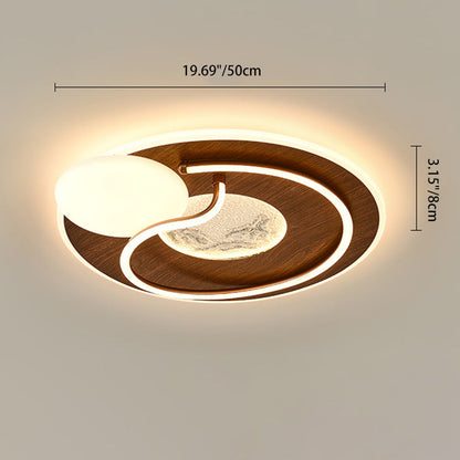 Contemporary Retro Round Rectangle Oval Stitching Roto-molding Iron Aluminum Lampshade LED Flush Mount Ceiling Light For Bedroom