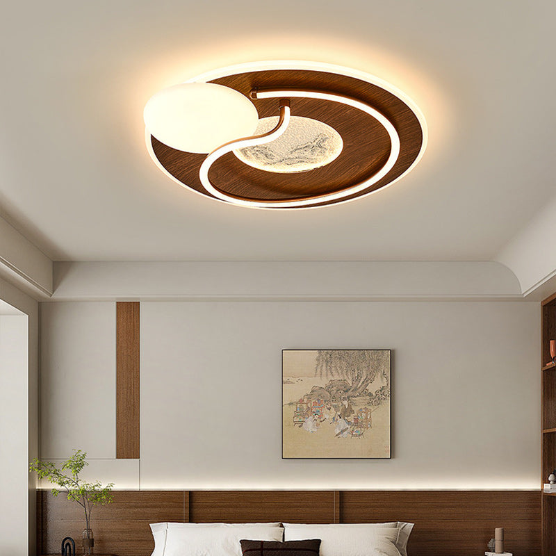 Contemporary Retro Round Rectangle Oval Stitching Roto-molding Iron Aluminum Lampshade LED Flush Mount Ceiling Light For Bedroom