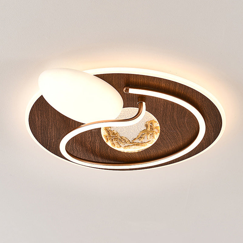 Contemporary Retro Round Rectangle Oval Stitching Roto-molding Iron Aluminum Lampshade LED Flush Mount Ceiling Light For Bedroom