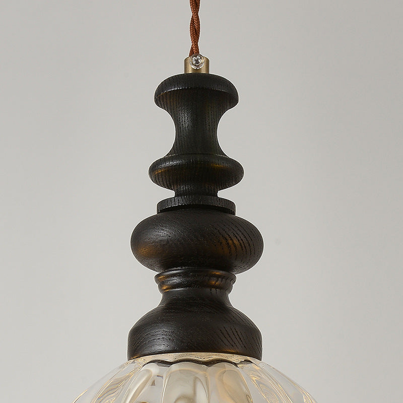Traditional French Flower Shape Glass Lampshade Iron Solid Wood 1/3 - Light Chandelier For Dining Room