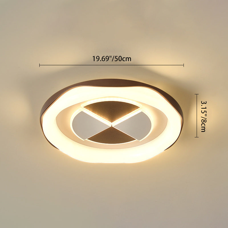 Contemporary Nordic Round Square Splicing Roto-molding Iron Lampshade LED Flush Mount Ceiling Light For Bedroom