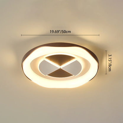 Contemporary Nordic Round Square Splicing Roto-molding Iron Lampshade LED Flush Mount Ceiling Light For Bedroom