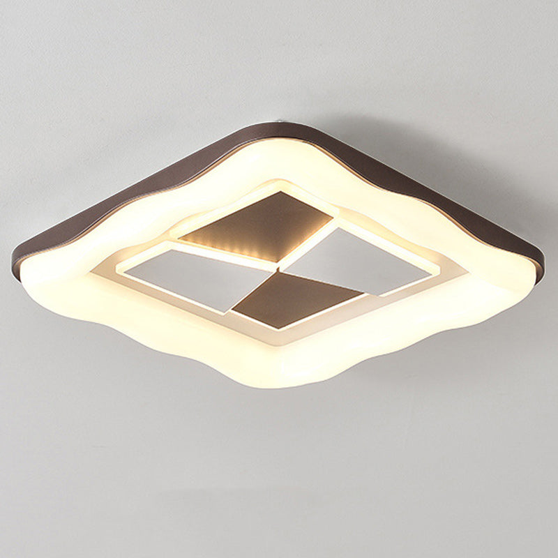 Contemporary Nordic Round Square Splicing Roto-molding Iron Lampshade LED Flush Mount Ceiling Light For Bedroom