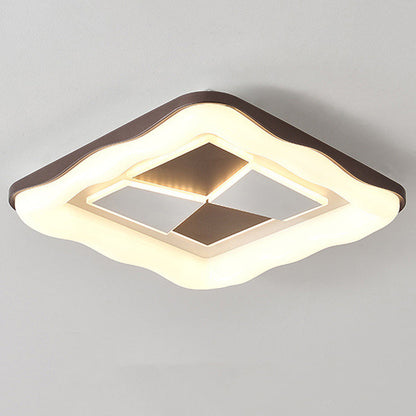 Contemporary Nordic Round Square Splicing Roto-molding Iron Lampshade LED Flush Mount Ceiling Light For Bedroom