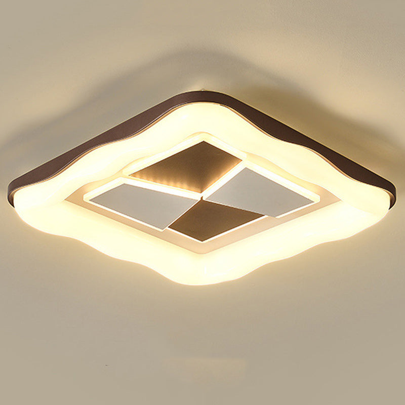Contemporary Nordic Round Square Splicing Roto-molding Iron Lampshade LED Flush Mount Ceiling Light For Bedroom