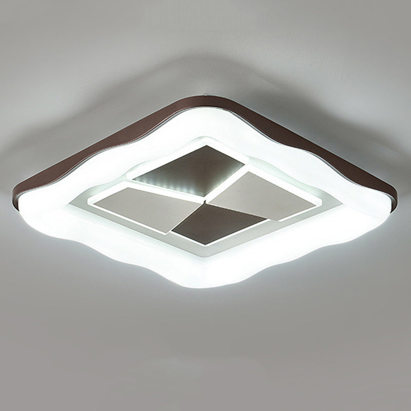 Contemporary Nordic Round Square Splicing Roto-molding Iron Lampshade LED Flush Mount Ceiling Light For Bedroom
