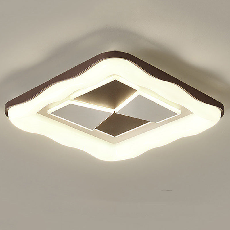 Contemporary Nordic Round Square Splicing Roto-molding Iron Lampshade LED Flush Mount Ceiling Light For Bedroom