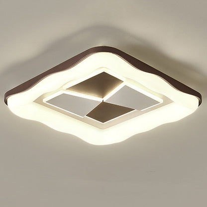 Contemporary Nordic Round Square Splicing Roto-molding Iron Lampshade LED Flush Mount Ceiling Light For Bedroom