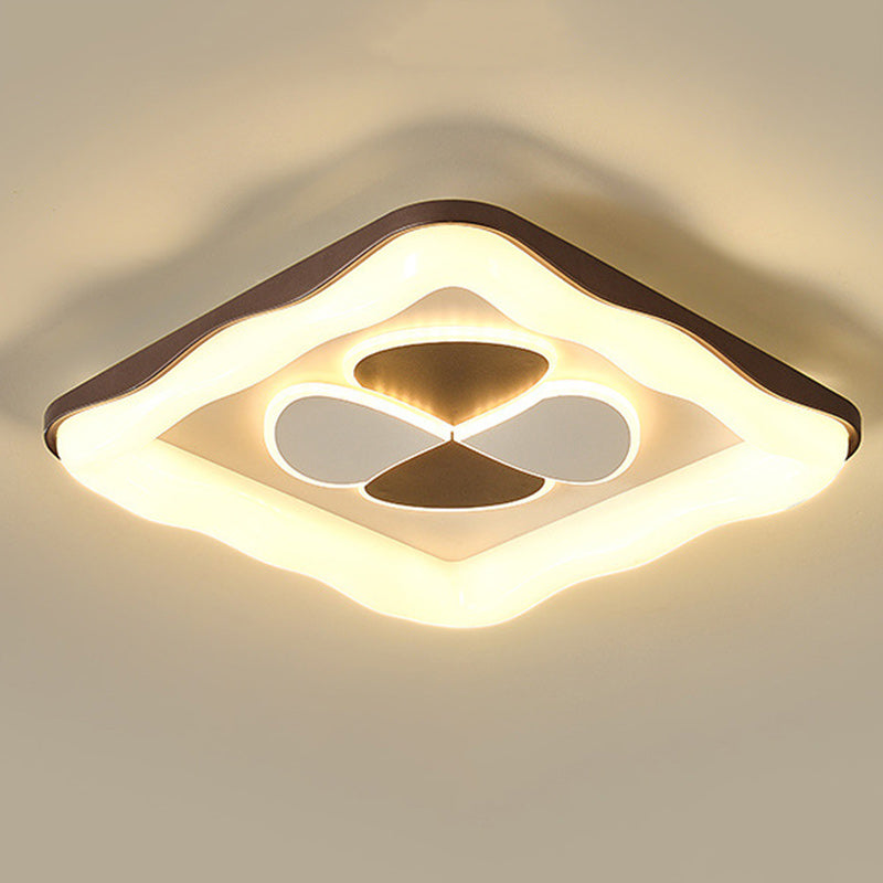 Contemporary Nordic Round Square Splicing Roto-molding Iron Lampshade LED Flush Mount Ceiling Light For Bedroom