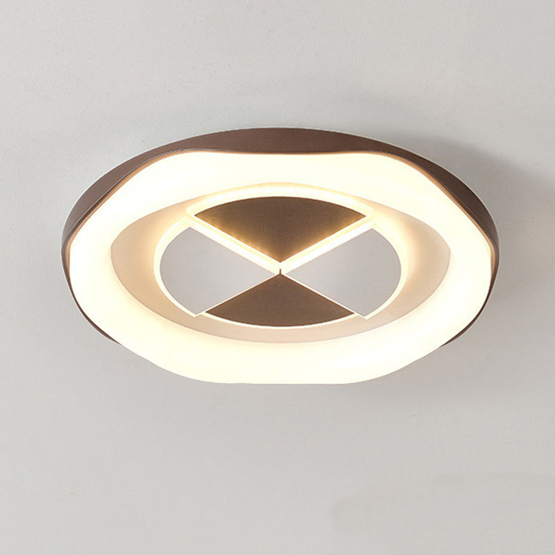 Contemporary Nordic Round Square Splicing Roto-molding Iron Lampshade LED Flush Mount Ceiling Light For Bedroom