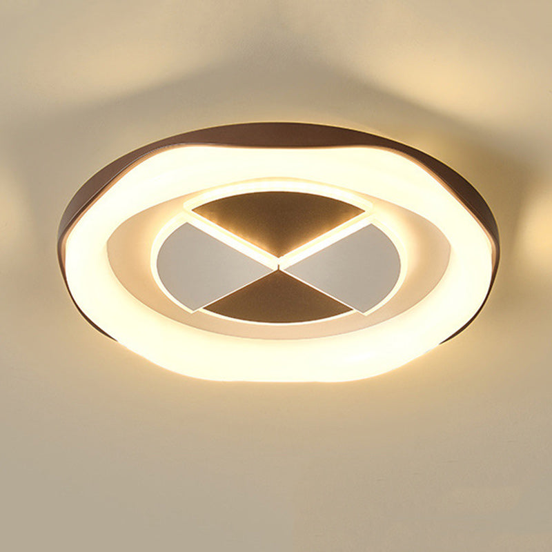 Contemporary Nordic Round Square Splicing Roto-molding Iron Lampshade LED Flush Mount Ceiling Light For Bedroom