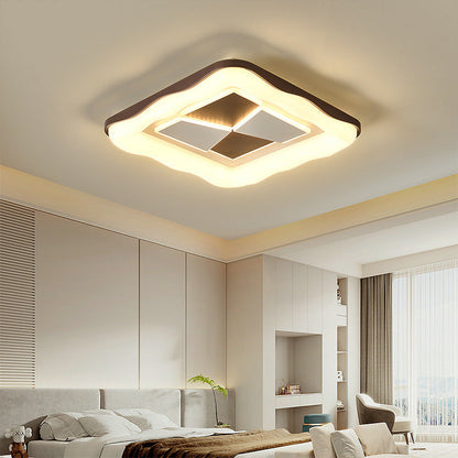 Contemporary Nordic Round Square Splicing Roto-molding Iron Lampshade LED Flush Mount Ceiling Light For Bedroom