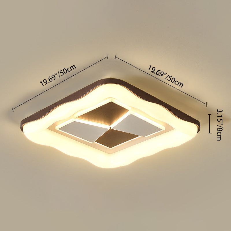 Contemporary Nordic Round Square Splicing Roto-molding Iron Lampshade LED Flush Mount Ceiling Light For Bedroom