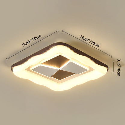 Contemporary Nordic Round Square Splicing Roto-molding Iron Lampshade LED Flush Mount Ceiling Light For Bedroom