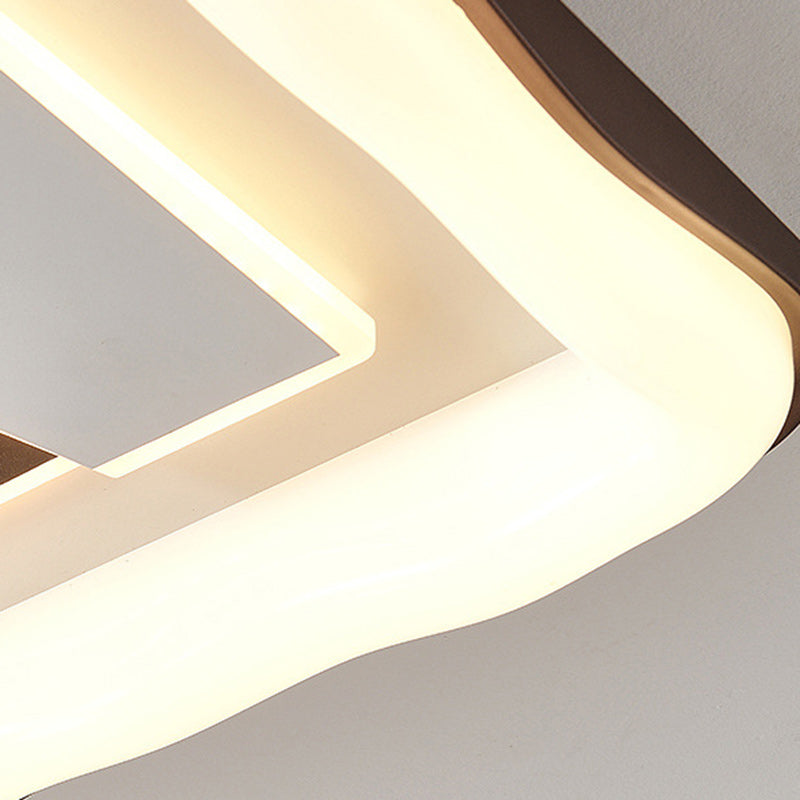Contemporary Nordic Round Square Splicing Roto-molding Iron Lampshade LED Flush Mount Ceiling Light For Bedroom