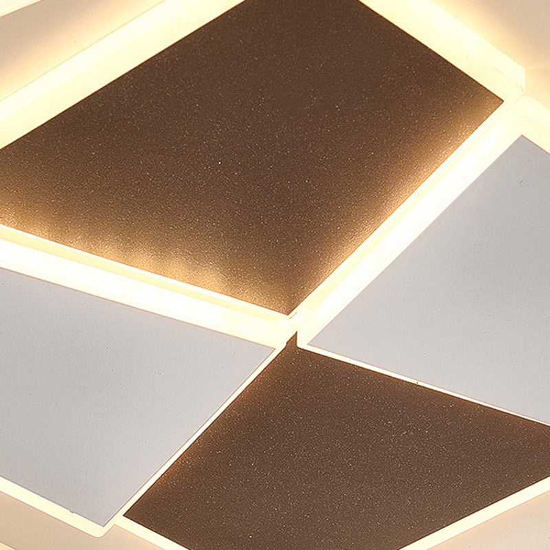 Contemporary Nordic Round Square Splicing Roto-molding Iron Lampshade LED Flush Mount Ceiling Light For Bedroom