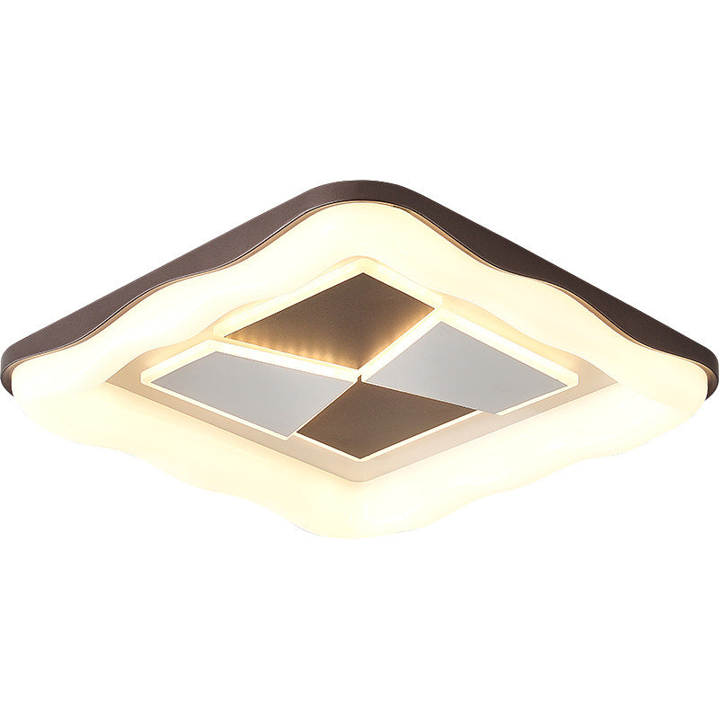 Contemporary Nordic Round Square Splicing Roto-molding Iron Lampshade LED Flush Mount Ceiling Light For Bedroom