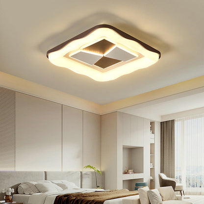 Contemporary Nordic Round Square Splicing Roto-molding Iron Lampshade LED Flush Mount Ceiling Light For Bedroom