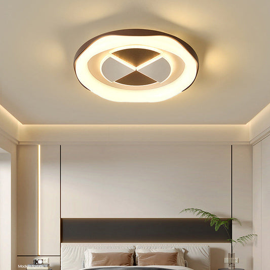 Contemporary Nordic Round Square Splicing Roto-molding Iron Lampshade LED Flush Mount Ceiling Light For Bedroom