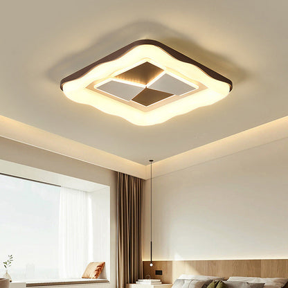 Contemporary Nordic Round Square Splicing Roto-molding Iron Lampshade LED Flush Mount Ceiling Light For Bedroom