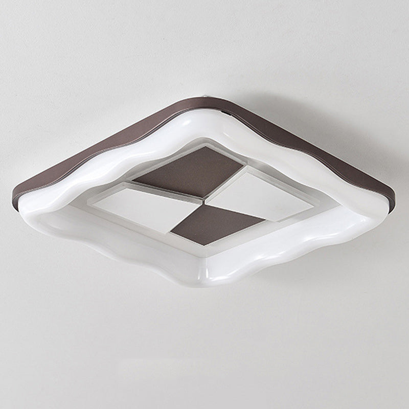 Contemporary Nordic Round Square Splicing Roto-molding Iron Lampshade LED Flush Mount Ceiling Light For Bedroom