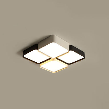 Contemporary Simplicity Round Square Splicing Aluminum Iron Acrylic Lampshade LED Flush Mount Ceiling Light For Bedroom