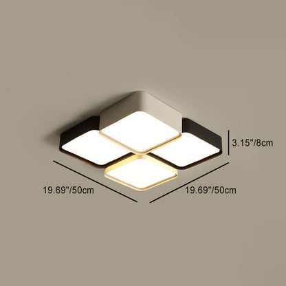 Contemporary Simplicity Round Square Splicing Aluminum Iron Acrylic Lampshade LED Flush Mount Ceiling Light For Bedroom