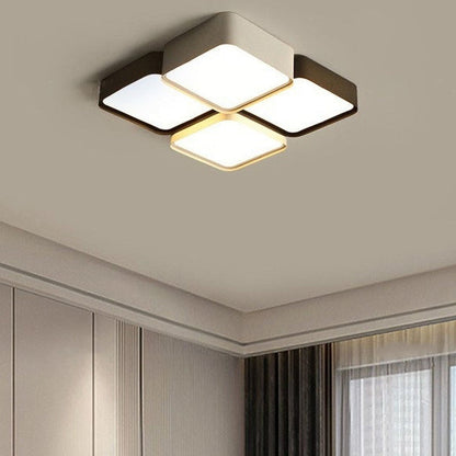 Contemporary Simplicity Round Square Splicing Aluminum Iron Acrylic Lampshade LED Flush Mount Ceiling Light For Bedroom
