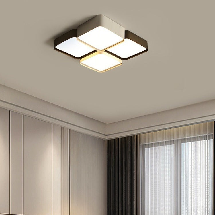 Contemporary Simplicity Round Square Splicing Aluminum Iron Acrylic Lampshade LED Flush Mount Ceiling Light For Bedroom