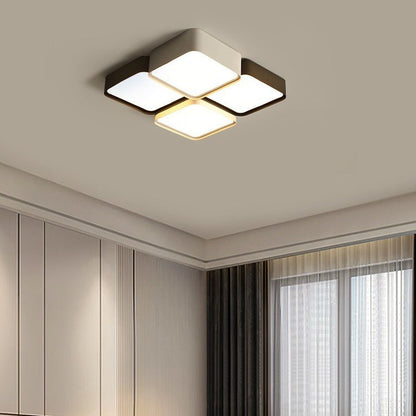 Contemporary Simplicity Round Square Splicing Aluminum Iron Acrylic Lampshade LED Flush Mount Ceiling Light For Bedroom