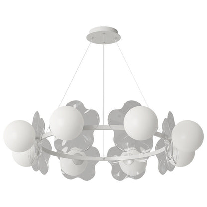Contemporary Scandinavian Orbs Stitching Transparent Flowers Aluminum Iron Acrylic Lampshade LED Chandelier For Living Room