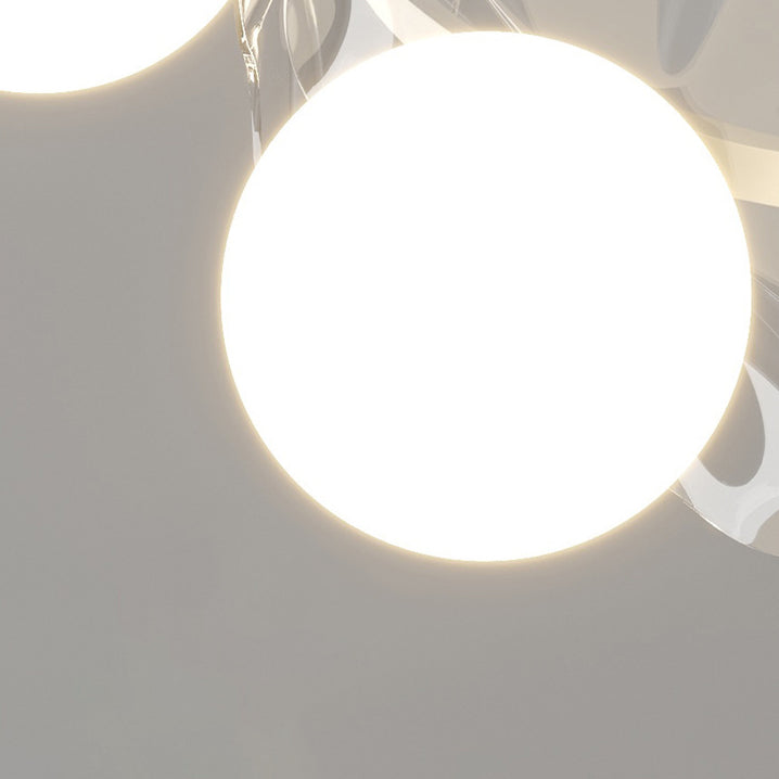 Contemporary Scandinavian Orbs Stitching Transparent Flowers Aluminum Iron Acrylic Lampshade LED Chandelier For Living Room