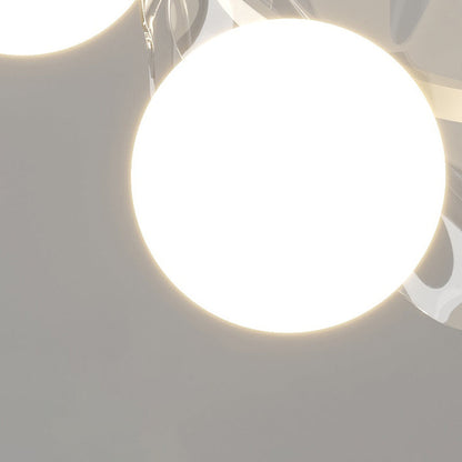 Contemporary Scandinavian Orbs Stitching Transparent Flowers Aluminum Iron Acrylic Lampshade LED Chandelier For Living Room