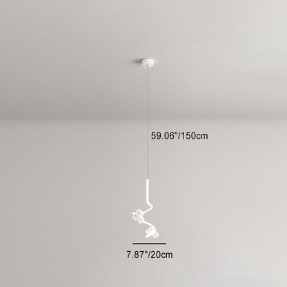 Contemporary Creative Dome Curve Stitching Flowers Iron Aluminum Silicone LED Pendant Light For Bedroom