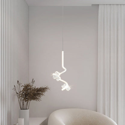 Contemporary Creative Dome Curve Stitching Flowers Iron Aluminum Silicone LED Pendant Light For Bedroom