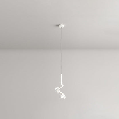Contemporary Creative Dome Curve Stitching Flowers Iron Aluminum Silicone LED Pendant Light For Bedroom